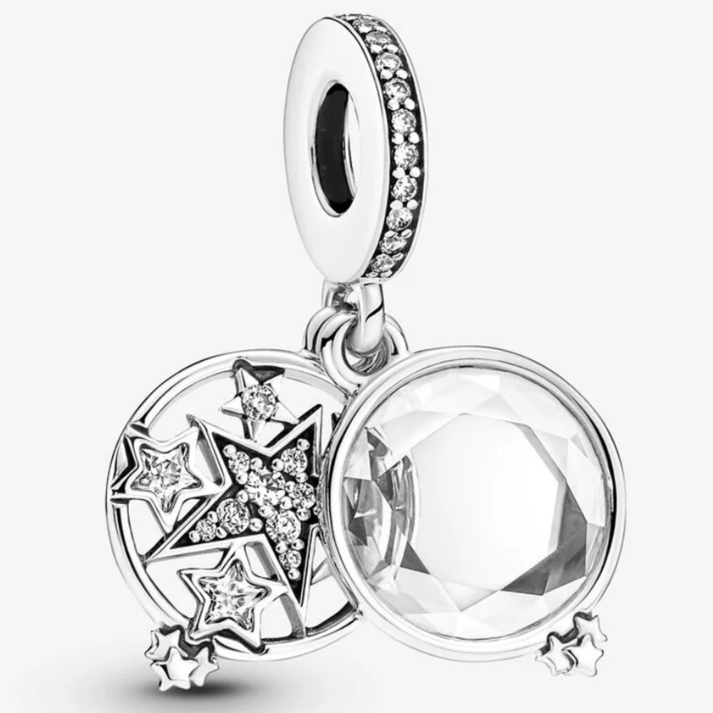 NWOT Magnified Star Double Dangle Charm Sterling Silver 925